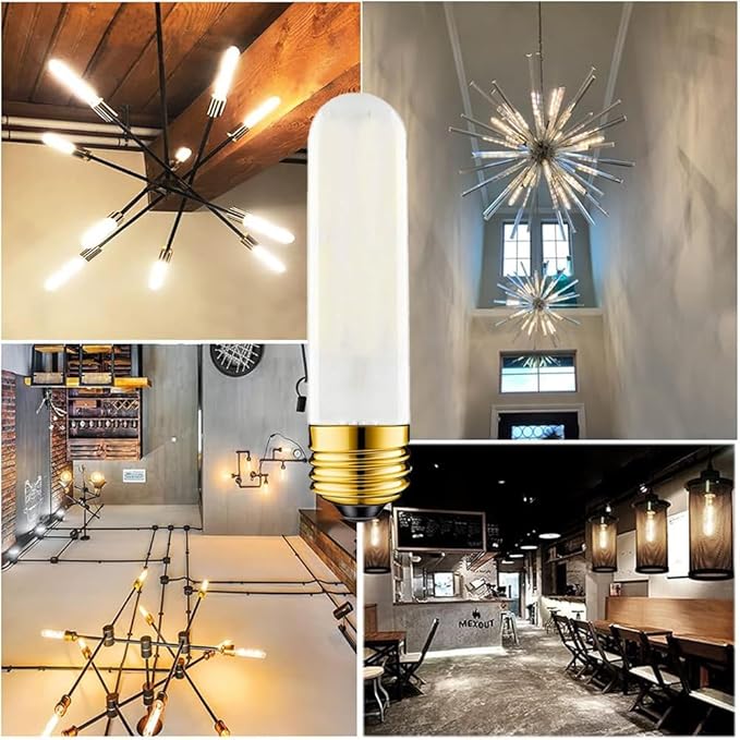 40 Watt T10 Clear Tubular Incandescent Light Bulb, Vintage Style Showcase Bulb,Showcase lamp, 2700K Soft White, E26 Medium Base, 280 Lumens (Misty White)