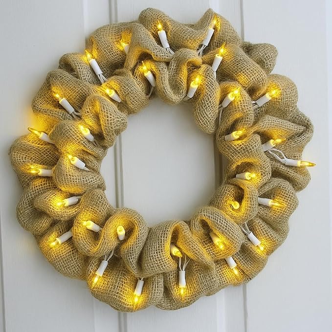 Novelty Lights 50 Feet 100 Bulb Incandescent Mini Light String, Yellow with 6-Inch Spacing on White Wire, UL Listed Commercial Grade Indoor/Outdoor Mini Lights, Connectable End-to-End