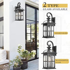 Darkaway 2pcs Large Outdoor Wall Light, 22inch Exterior Light Fixture with Seeded Glass, Aluminum Outside Lights Sconces Exterior Lighting for House Porch Patio Doorway