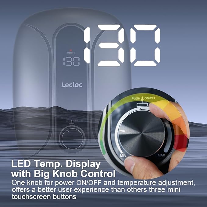 E65 Pro Pump-integrated Tankless Electric Water Heater 6.5kW 240V, LED Temp. Display with Big Knob Control, IPX4, Multi-protection, 1 Point of Use, 86-131℉ On Demand Under Sink Hot Water Heater