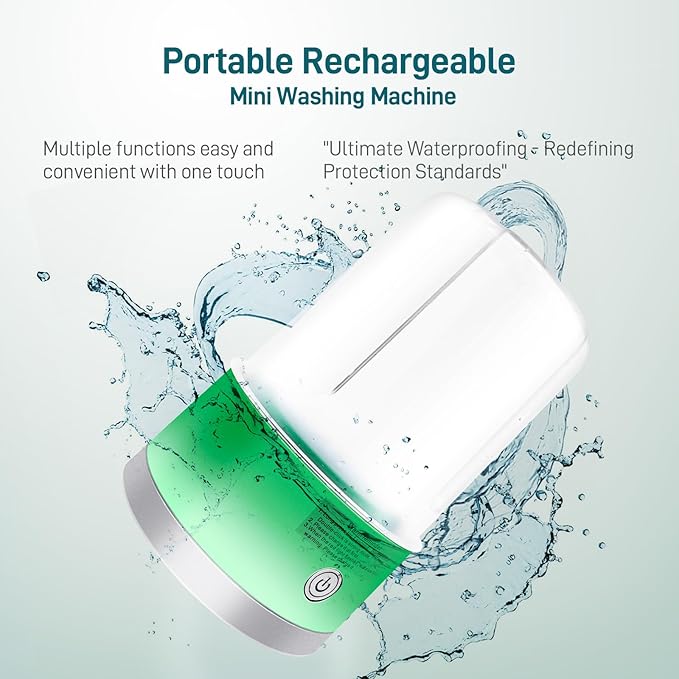 Portable Mini Washing Machine | Compact Deep Cleans Underwear, Baby Clothes, Small Laundry | Lightweight for Apartment, Dorm, Hotel, Travel & Camping | Quiet Energy-Efficient（Green）