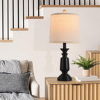 Terpsichore Lamps Set of 2 Modern Farmhouse Table Lamp Bedside Reading Lights Living Room End Lamps Bedroom Night Light,High 22.5 Inch,Matte Black,with Fabric Lamp Shade,Bulb Not Included