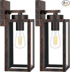 BesLowe 2-Pack Outdoor Wall Light Fixtures, Exterior Waterproof Wall Lanterns, Porch Sconces Wall Mounted Lighting with E26 Sockets & Glass Shades, Modern Wall Lamps for Patio Front Door, Brown