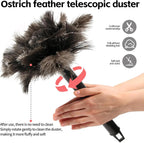 Retractable Feather Duster-Genuine Ostrich Feathers,Anti-Static,Reusable Eco-Friendly Handheld Cleaning for Keyboard,Home,Car,Office(10 to 15 Inches) 1 Pack