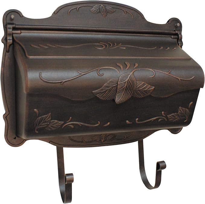 Special Lite Floral Horizontal Wall Mount Mailbox - Copper Aluminum Mailbox for Wall Mount - SHF-1001-CP