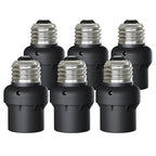 DEWENWILS Light Sensor Socket, E26 E27 Dusk to Dawn Sensor Socket, Light Bulb Socket for Light Fixtures, Compatible with Incandescent/CFL/LED/Halogen Bulbs, 6 Pack, Black, ETL Listed