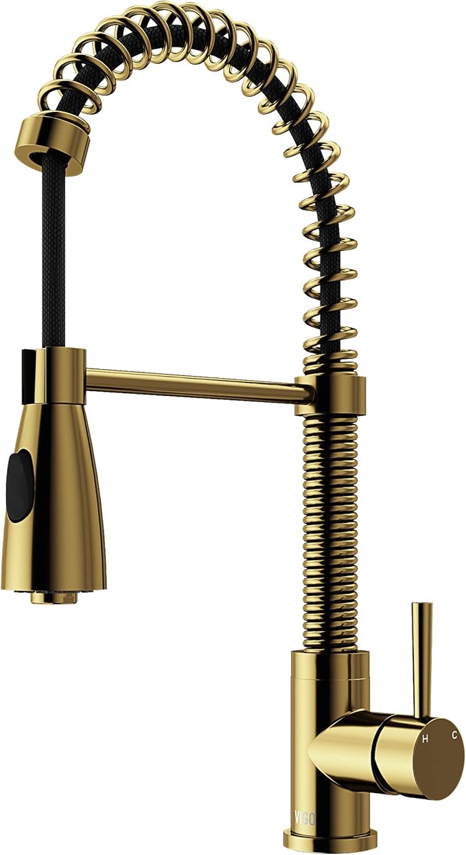 VIGO Brant 19'' H Single Handle Pull-Down Sprayer Kitchen Faucet in Matte Brushed Gold-VG02003MG