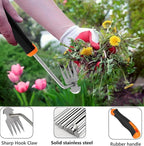 Weed Puller Tool， New Garden Weeder Tool Stainless Steel Hand Weeder Tool,4 Teethes Dual Purpose Weed Remover Tool Weeding Tools for Gardening(2PCS)