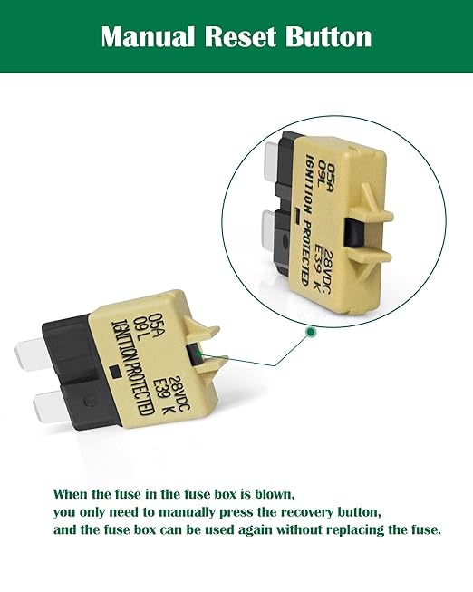 LENKRAD Automotive 5 Amp ATC/ATO Resettable Fuse 5A Manual Reset Standard Blade 5Amp Fuses Manual-Reset Circuit Breaker 5A for Car Truck RV Automotive Marine Boat Trolling Motorhome, 5 Pack…