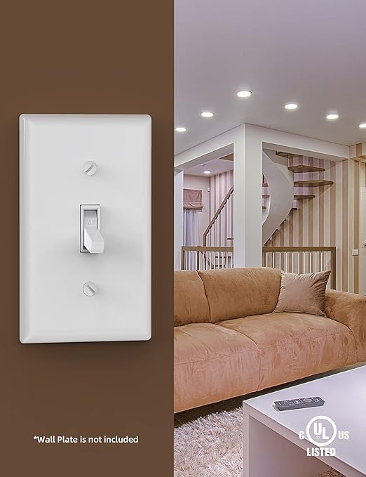 AIDA 15 Amp Toggle Light Switch, 4 Way, Grounding Screw, Residential Grade Electrical Wall Switch, UL Listed (White, 10 Pack)