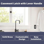 VAN DYKE'S RESTORERS Solid Brass Casement Latch with Lever Handle for Doors and Windows – Antique Brass, Polished Brass, Polished Nickel, or Bronze Finish, Includes Mounting Hardware