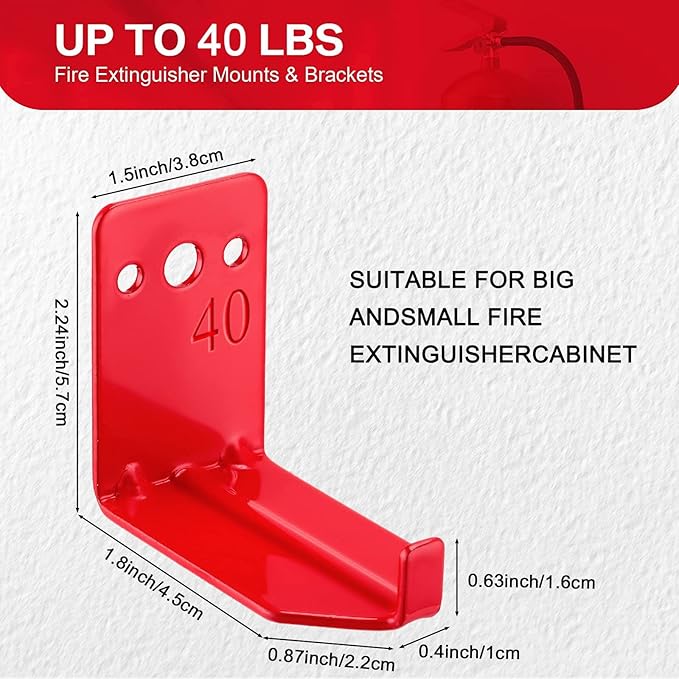 Queekay 20 Pack Fire Extinguisher Mount Universal Bracket 5 to 40 lb Fire Extinguisher Holder Wall Hook Hanger(Classic Style)