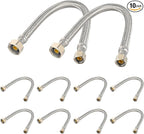 10-Pack EFIELD 16-inch Faucet Supply Lines, 1/2" FIP x 3/8" COMP Faucet Hose, Stainless Steel Braided Supply Line,(HOSE046)