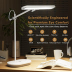 LED Desk Lamp with CRI 98, Advanced Eye-Caring Bright Desk Light for Crafting, Home Office & Kids Studying, Multi-Angle Adjustable, Dimmable Full Spectrum with Touch & Gesture Control