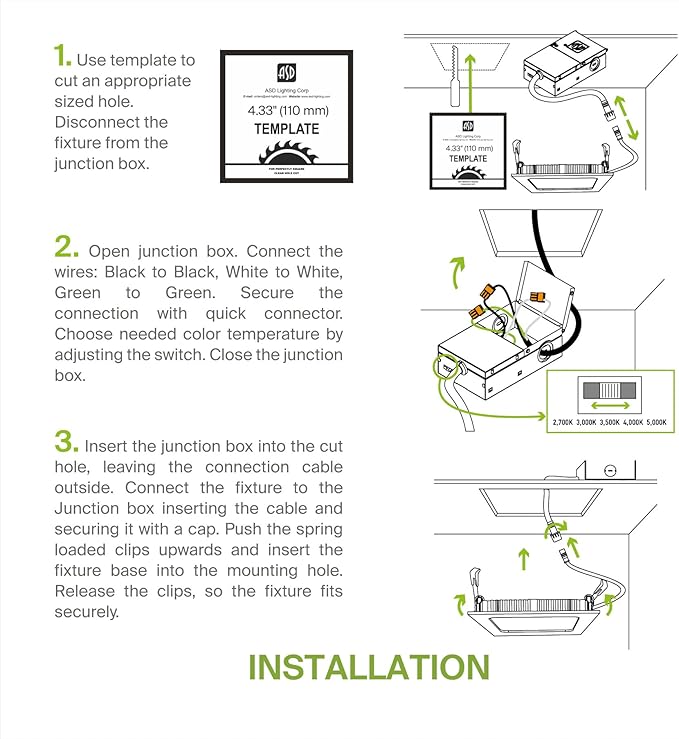 ASD 6 Pack LED Square Recessed Lighting 4 Inch, 5 CCT 2700K-5000K, 12W 50W Eqv, Ultra Thin Dimmable Ceiling Lights with J Box, Canless Wafer Downlight, Slim Panel, UL Energy Star, Oil-Rubbed Bronze