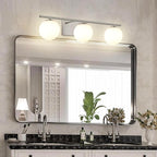 New Bathroom Vanity Light Fixtures 3 Lights Brushed Nickel Glass Shade Modern Wall Bar Sconce Over Mirror