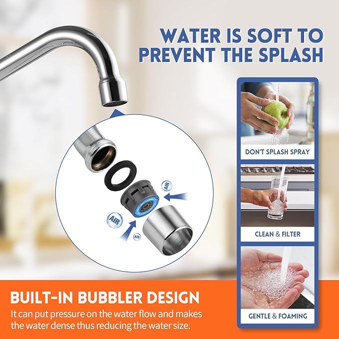 25" Height Commercial Faucet Wall Mount with Sprayer 8" Adjustable Center 12" Swing Spout, Wall Mount Kitchen Sink Faucet with Pull Down Pre-Rinse Sprayer for 1/2 Compartment Sink