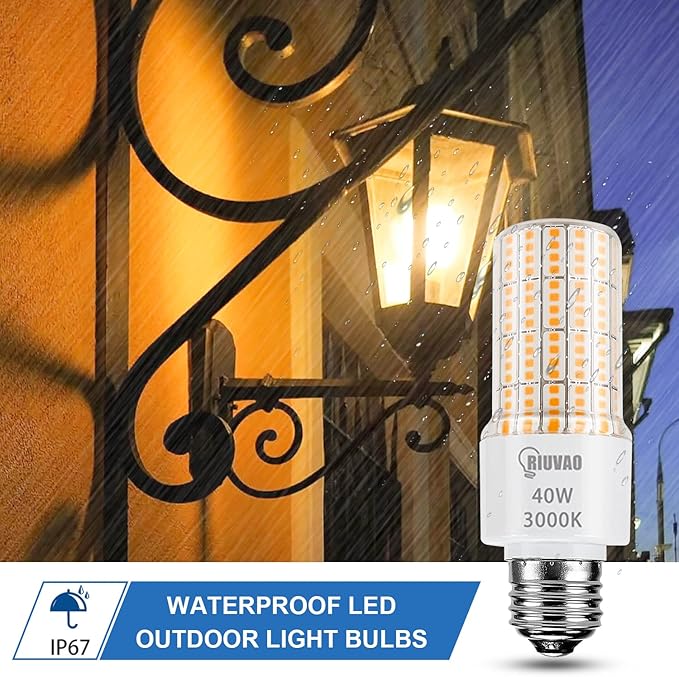 Led corn Light Bulbs 300W Equivalent Super Bright 5000Lm 3000K Warm White led Light Bulb E26/E27 Medium Base 40w Waterproof Led Bulb for Outdoor Indoor Lamp Bedroom Office Garage Warehouse-2 Pack.