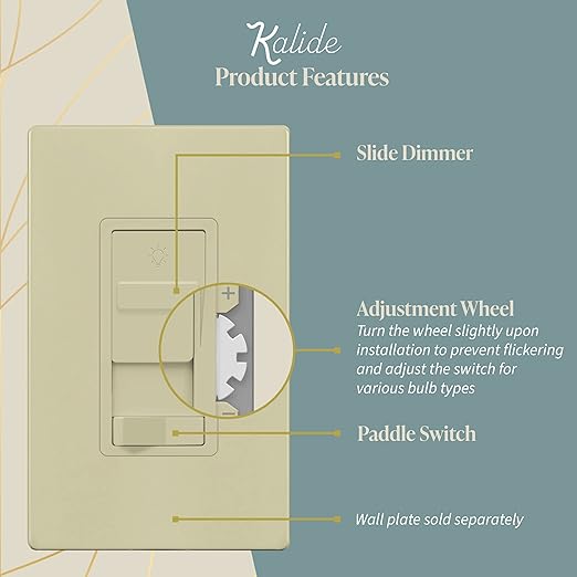 TOPGREENER Digital Dimmer Switch for 200W Dimmable LED/CFL Lights, Single Pole/3-Way LED Slide Dimmer, Neutral Wire Not Required, UL Listed, TGSDS3-I, Ivory, 1 Pack