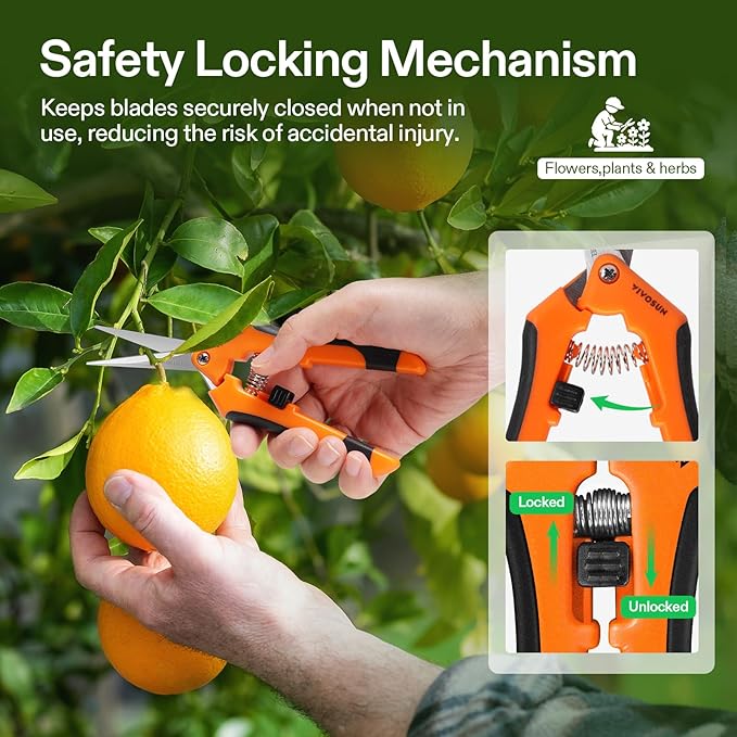 VIVOSUN 12-Pack 6.5 Inch Gardening Scissors Hand Pruner Pruning Shear with Straight Stainless Steel Blades Orange