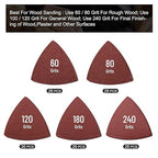 136Pcs Oscillating Tool Sanding Pad Kit, Contains 6Pcs Triangle Sanding Pads and 130Pcs Multitool Sandpaper, 60 80 100 120 240 Grits Oscillating Multi Tool Sandpaper Great for Wood&Plaster Polishing