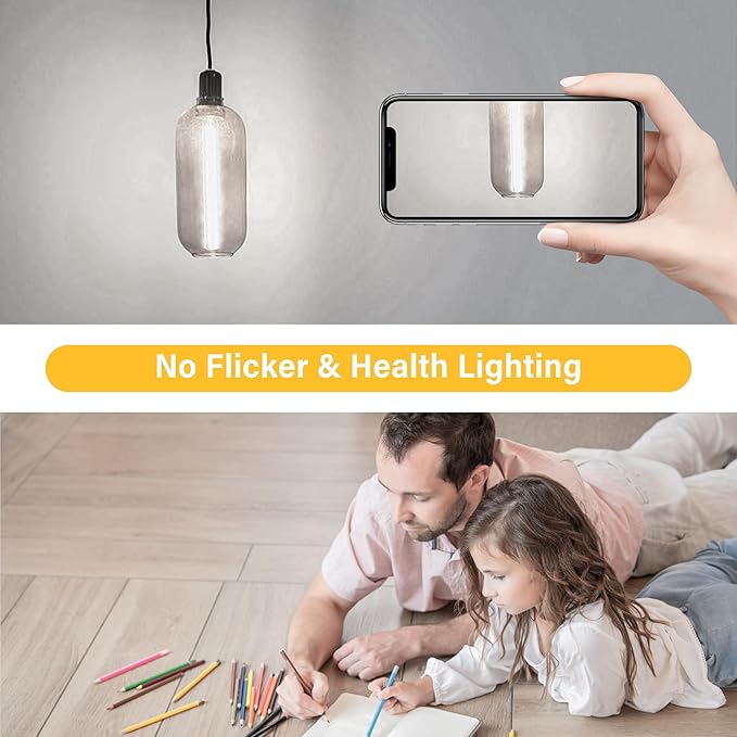 11.8IN 1000LM 5000K Daylight White Light Bulbs E26 Base, T10 T9 Edison Bulbs Dimmable 8W, AC 120V 100 Watt Equal Filament Bulb, Vintage Clear Glass Long Tubular LED Bulb, UL Listed - 2Pack