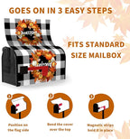 Fall Welcome Mailbox Covers Magnetic Large Size Autumn Pumpkin Buffalo Plaid Mailbox Cover Oversized Post Mailbox Wrap Outdoor Decor for Garden Yard 21x25.5 Inch