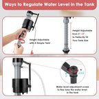Saillong 1 Sets Toilet Float Replacement Kit, Universal Toilet Flusher Replacement Kit and 2 Inch Flapper Replacement, High-Performance Tank Water Control and Fill Valve