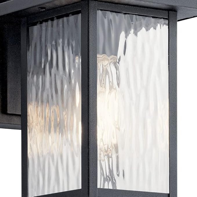 Kichler Capanna 10.25" Outdoor Wall Light in Black, 1-Light Exterior Wall Sconce Porch Light with Clear Water Glass, (10.25" H x 6.5" W), 49924BKT