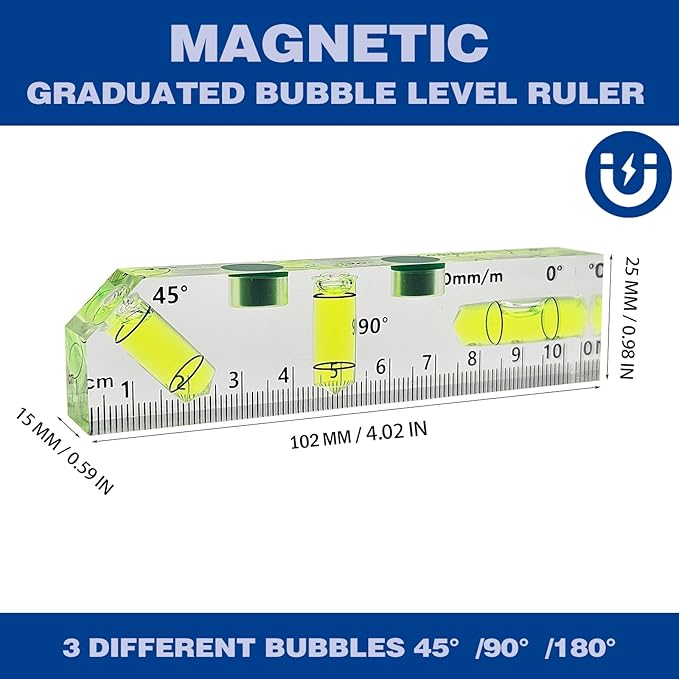 Magnetic T type 45°/90°/180° 3 Different Bubbles Shatterproof Cross Check Bubble Level Torpedo Pocket Levels String Line Tools For Picture Hanging Machinist Construction