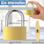 10pcs Solid Brass Keyed Padlock, Small Yellow Gym Lock, Strong Padlock with Same Key for Luggage Toolbox (50mm)
