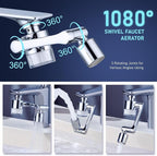 ATQ Water Filter for Sink Faucet Extender Aerator, Reduce Chlorine 1080° Rotating 2 Modes Spray Attachment for kitchen/Bathroom/Toddlers, 9pcs Filter (Aerator1080)