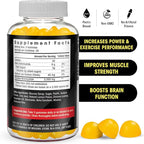 Creatine Gummy Supplement- Lemon Flavored Creatine Monohydrate Pre Workout Chews for Energy Boost, Creatine Supplement for Building Muscle and Strength, Vegan, Non-GMO 90 Count