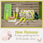 Garden Tool Set 9 Piece Heavy Duty Aluminum Gardening Hand Tools Kit Cute Gardening Supplies with Non-Slip Rubber Grip Gift for Women/Parent