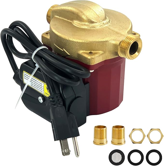 UP15-18B5 59896114 Circulator Pump 115V, 1/25 HP, 1/2" Sweat End Open System Circulator, Bronze Recirculating Pump, Hot Water Circulator, Compatible with Grund-fos,Red