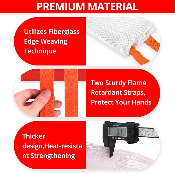 SecuCaptain Emergency Fire Blanket for Home and Kitchen - 6 Pack 40"x40" Flame Suppression Fiberglass Fire Blankets for House Camping Car Warehouse Office Emergency Survival Safety