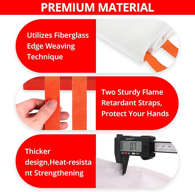 SecuCaptain Emergency Fire Blanket for Home and Kitchen - 8 Pack 40"x40" Flame Suppression Fiberglass Fire Blankets for House Camping Car Warehouse Office Emergency Survival Safety