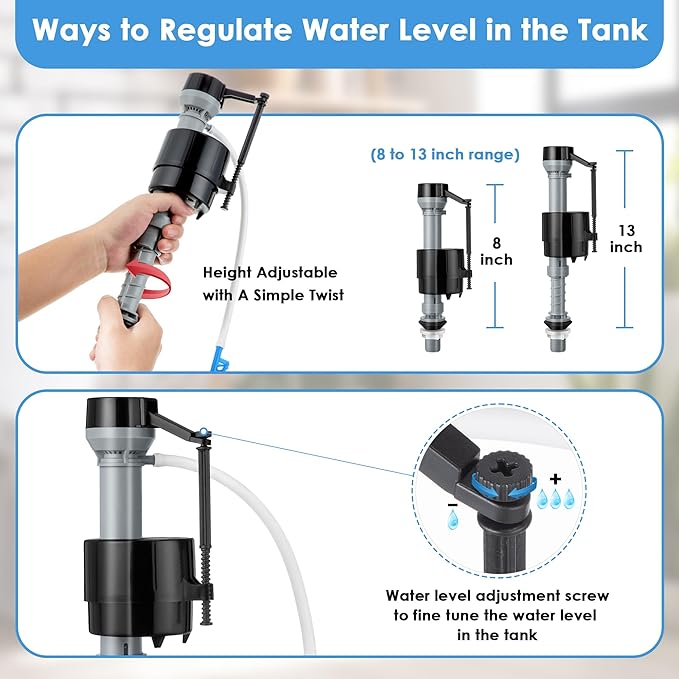Saillong 2 Set Toilet Float Replacement Kit with 3 Inch Flapper, Universal Toilet Fill Valve Height Adjustabletoilet Tank Replacement Kit, Flush Valve Quiet and Easy to Install