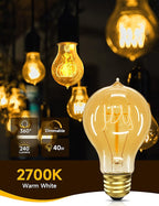 UNILAMP Edison Bulbs 40 Watt, Vintage Light Bulbs, A19 Antique Incandescent Light Bulbs, E26 Dimmable Decorative Light Bulb, Warm White 2700K, 110-130V, 4 Pack