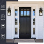 Outdoor Wall Lights Waterproof Exterior Lighting Fixture 15 Inch Height Black Porch Light Outdoor with Water Ripple Glass E26 Socket