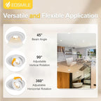 4 Inch 6 Pack Gimbal LED Recessed Lighting, 360°&90°Adjustable Eyeball Directional Wafer Light,Downlight, Dimmable, 12W 1100LM CRI95, White, 2700K 3000K 3500K 4000K 5000K 5CCT, ETL&FCC