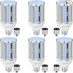 60W LED Corn Light Bulb(6 Pack),(600 Watt Equivalent) Fanless E26/E39 Medium/Large Mogul Base LED Cob Lamp 5000K Daylight 6,900LM for Outdoor Indoor Garage Warehouse Factory Workshop Street Backyard