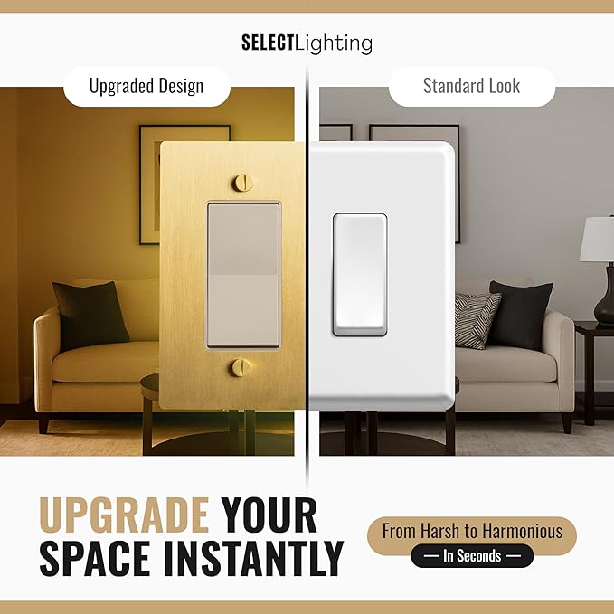 2-Gang Satin Brass Wall Plate, Electrical Receptacle Wall Outlet Faceplate, GFI/Rocker Decorator Light Switch Cover