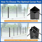 4Pack 36" T304 L-drilled Cable Railing Corner Post(Post 35"x2"x2"), Wire Railing Post with Cable Grommets, Fixed Top Mount Stainless Steel Black Finish Deck Staircase Post