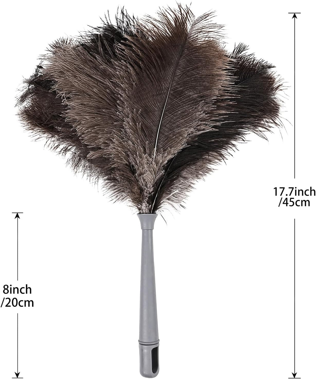 Feather Duster-Genuine Ostrich Feathers,Anti-Static,Reusable Eco-Friendly Handheld Cleaning for Keyboard,Home,Car,Office(17Inch,2Pack)