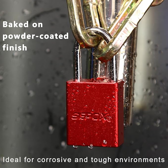 SEPOX® Ultra-Durable Anti-Rust Outdoor Padlock - Red Aluminum 38mm 1-1/2" with Long Shackle & 3 Big Keys Ideal for Gate, Storage, Locker, Fence & Lock-Out, High Security