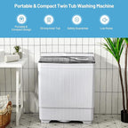 Giantex Washing Machine Semi-automatic, Twin Tub Washer with Spin Dryer, 26lbs Capacity, Built-in Drain Pump, Portable Laundry Washer, Compact Washing Machine for Apartment, Dorm and RV (White+Gray)