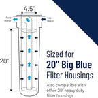 Pentair Pentek RFC-20BB Big Blue Carbon Water Filter, 20-Inch, Whole House Heavy Duty Radial Flow Carbon Replacement Cartridge with Granular Activated Carbon (GAC) Filter, 20" x 4.5", 25 Micron