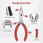 4-Piece Tool Set with Case Including 8-In and 10-In Slip Joint Pliers, 6” Flush Cutter, 5” Needle Nose Pliers for DIY & Home Use