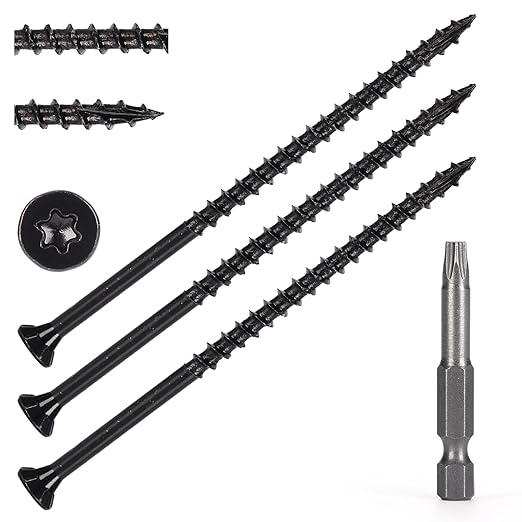 Wood Screws #10 x 4’’, T25 Star Torx Drive Flat Head Deck Screws, Black, 52Pcs (1lb)